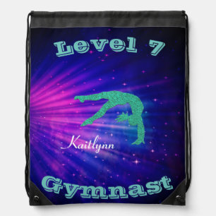 Gymnastics Level 7 Starburst - Custom Name/Level # Drawstring Bag