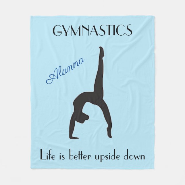Gymnastics: Life is better upside down Light Blue Fleece Blanket (Front)