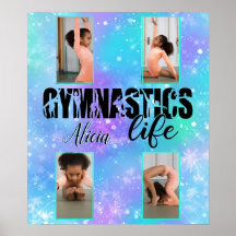 Gymnastics Life Pastel Personalized Name & 4 Photo