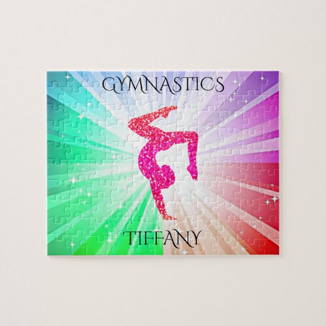 " GYMNASTICS" lights puzzle with gymnast. (Horizontal)