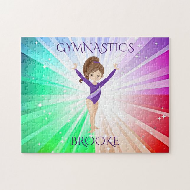 " GYMNASTICS" lights puzzle with gymnast. (Horizontal)