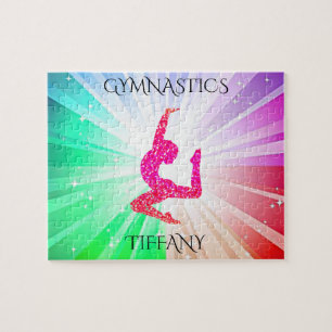 " GYMNASTICS" lights puzzle with gymnast.