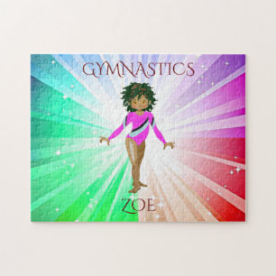 " GYMNASTICS" lights puzzle with gymnast.