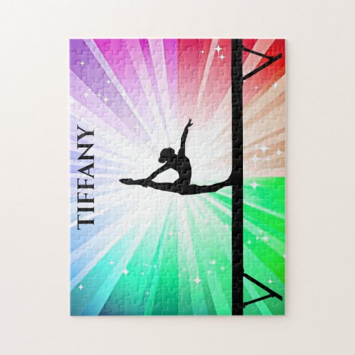 "Gymnastics lights puzzle with gymnast on beam. Zazzle
