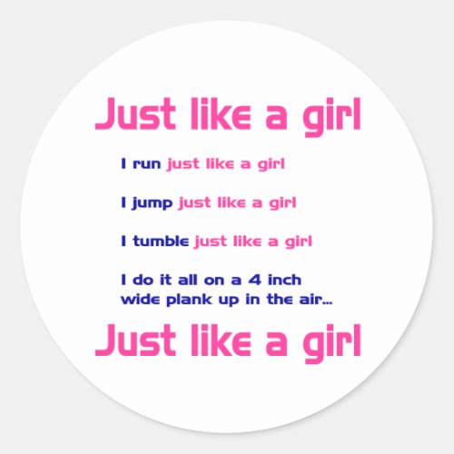 Gymnastics Like a Girl Classic Round Sticker