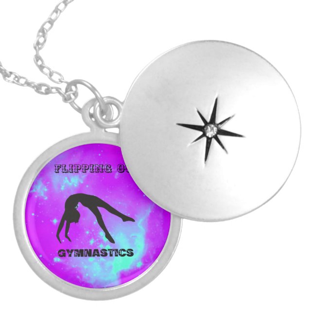 GYMNASTICS LOCKET NECKLACE FOR KIDS PERSONALIZED. (Front)