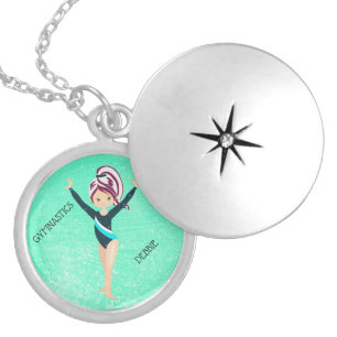 GYMNASTICS LOCKET NECKLACE FOR KIDS PERSONALIZED.