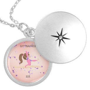 GYMNASTICS LOCKET NECKLACE FOR KIDS PERSONALIZED.