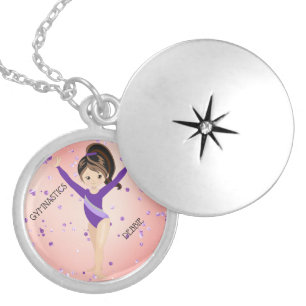 GYMNASTICS LOCKET NECKLACE FOR KIDS PERSONALIZED.
