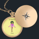 GYMNASTICS LOCKET NECKLACE FOR KIDS PERSONALIZED.<br><div class="desc">Gymnastics locket necklace for kids with personalized name.</div>
