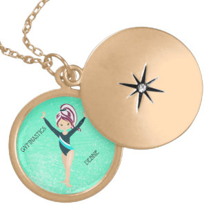 GYMNASTICS LOCKET NECKLACE FOR KIDS PERSONALIZED.