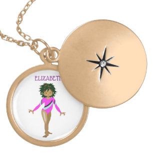 GYMNASTICS LOCKET NECKLACE FOR KIDS PERSONALIZED.