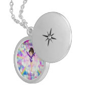 GYMNASTICS LOCKET NECKLACE FOR KIDS PERSONALIZED. (Front Right)