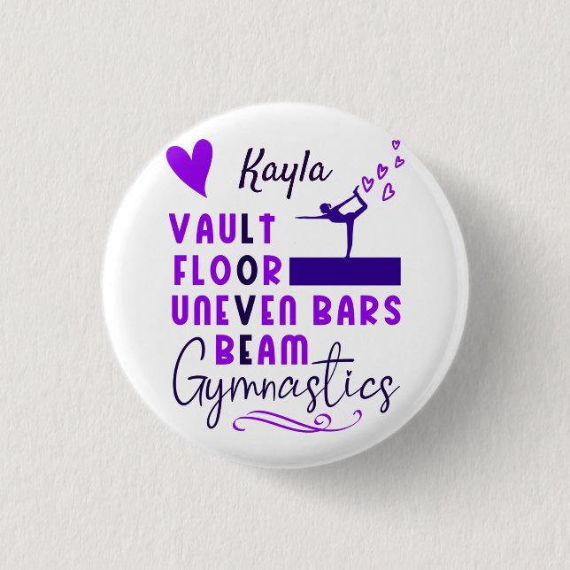 Gymnastics Love Vault Floor Uneven Bars Beam    Button (Front)