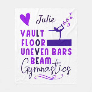 Gymnastics Love Vault Floor Uneven Bars Beam Fleece Blanket