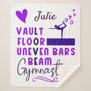 Gymnastics Love Vault Floor Uneven Bars Beam Sherpa Blanket