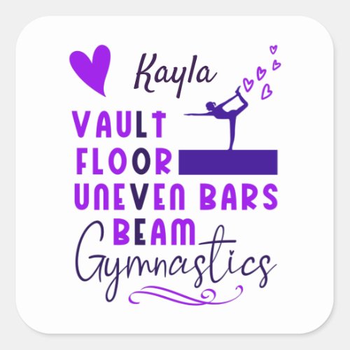 Gymnastics Love Vault Floor Uneven Bars Beam    Square Sticker