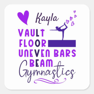Gymnastics Love Vault Floor Uneven Bars Beam Square Sticker