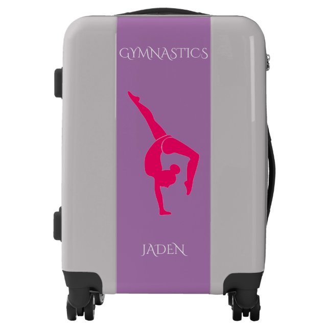 Gymnastics luggage with personalized name. (Front)