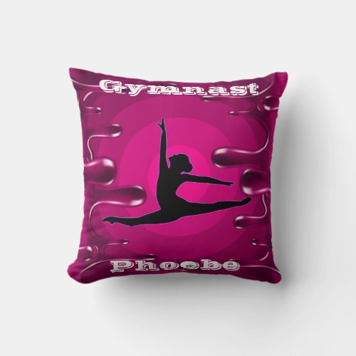 Gymnastics Magenta Wet Paint   Throw Pillow