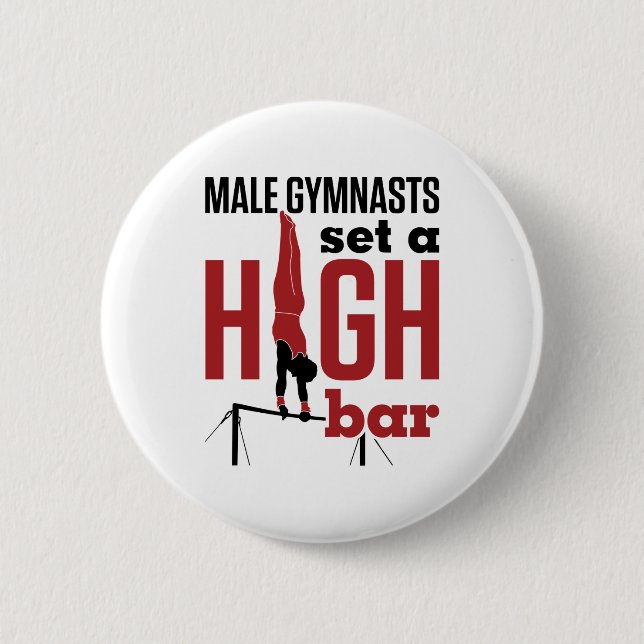 Gymnastics Men Boys Male Gymnasts Set a High Bar Button (Front)