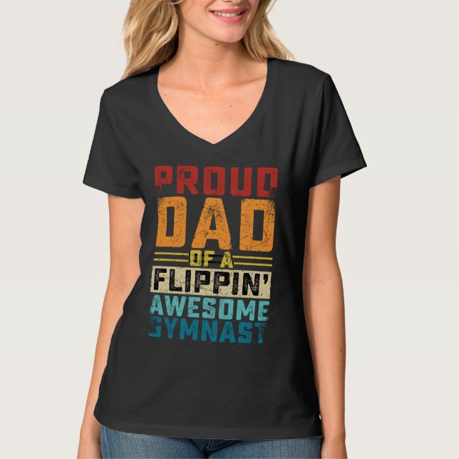 Gymnastics men Dad Of Awesome Gymnast Dance Father T-Shirt (Front)