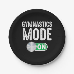 Gymnastics Mode On Cool Gymnast Athlete Coach Paper Plates