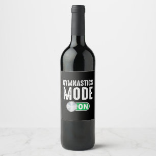 Gymnastics Mode On Cool Gymnast Athlete Coach Wine Label
