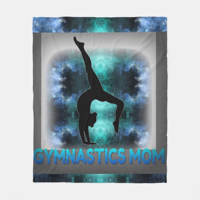 "Gymnastics Mom" fleece blanket. (Front)