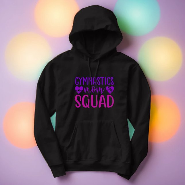 Gymnastics Mom Squad Quote w/ Pink and Purple Text Hoodie (Creator Uploaded)