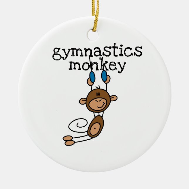 Gymnastics Monkey Ceramic Ornament (Front)