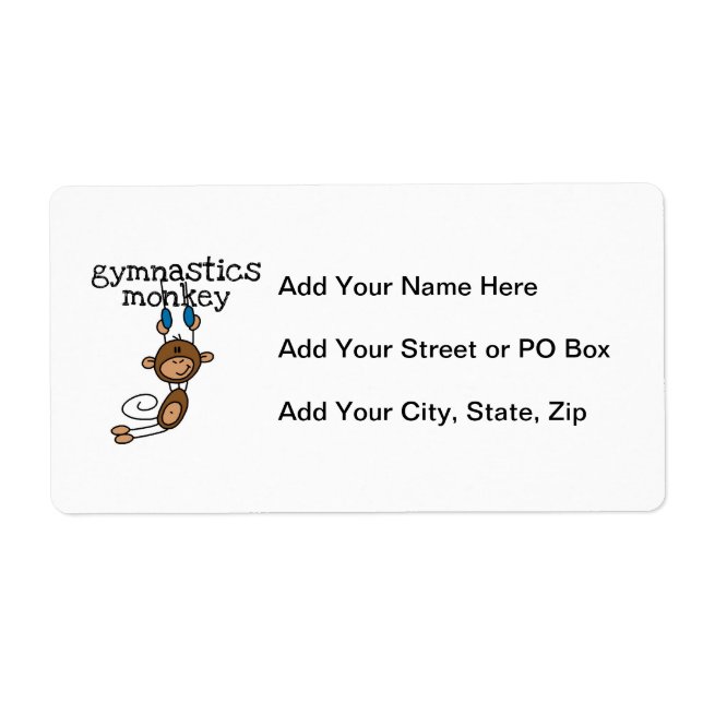 Gymnastics Monkey Label (Front)