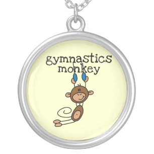 Gymnastics Monkey Silver Plated Necklace