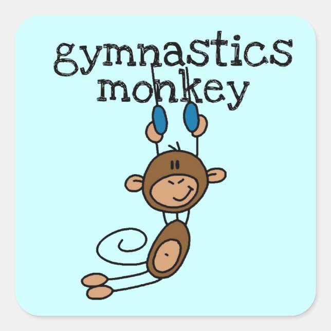 Gymnastics Monkey Square Sticker (Front)