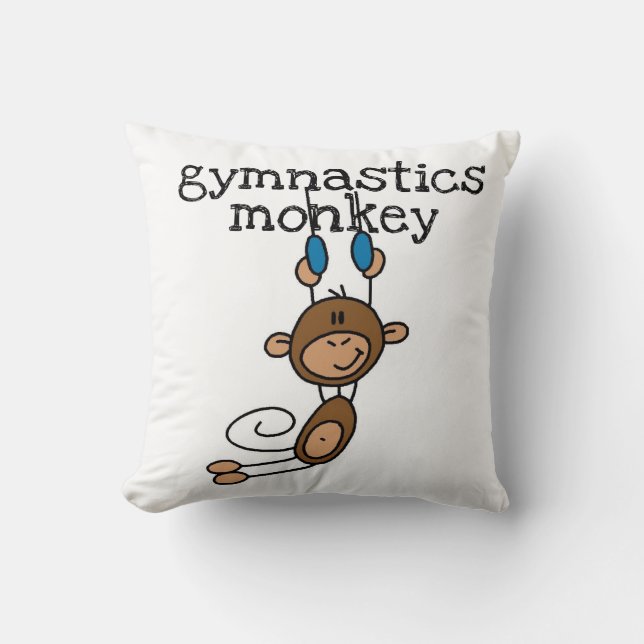 Gymnastics Monkey Throw Pillow (Front)