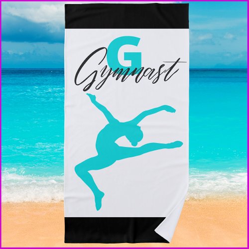 Gymnastics Monogram G is for Gymnast    Beach Towel