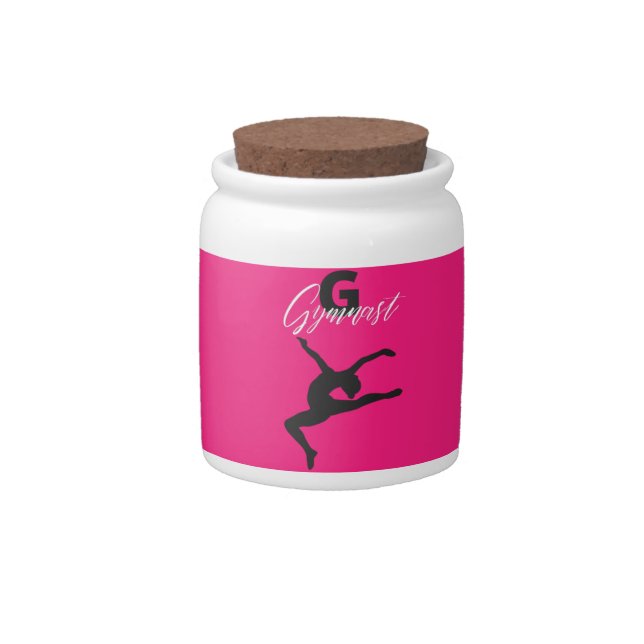 Gymnastics Monogram G is for Gymnast   Candy Jar (Front)