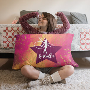 Gymnastics Monogram Name Gold Glitter Pillow Case