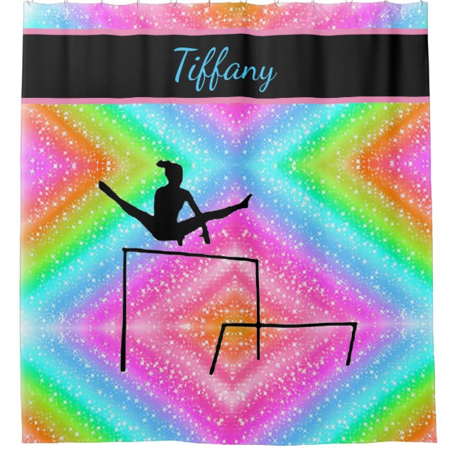 Gymnastics Multicolored Personalized Shower Curtain (Front)