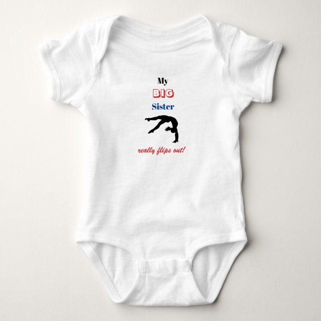 Gymnastics "My Big Sister" Flips T-Shirt Baby Bodysuit (Front)