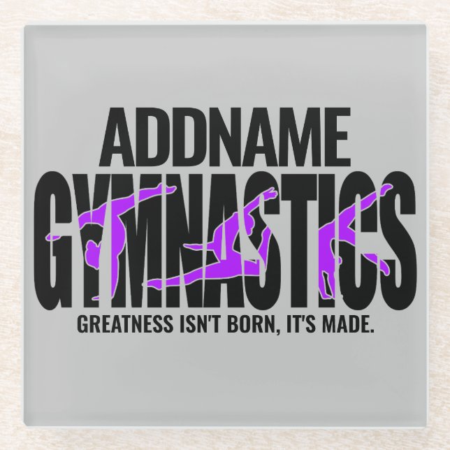 Gymnastics NAME Acrobatic Team Handspring Gymnast  Glass Coaster (Front)