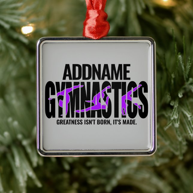 Gymnastics NAME Acrobatic Team Handspring Gymnast Metal Ornament (Tree)