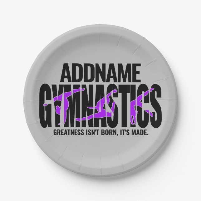 Gymnastics NAME Acrobatic Team Handspring Gymnast  Paper Plates (Front)