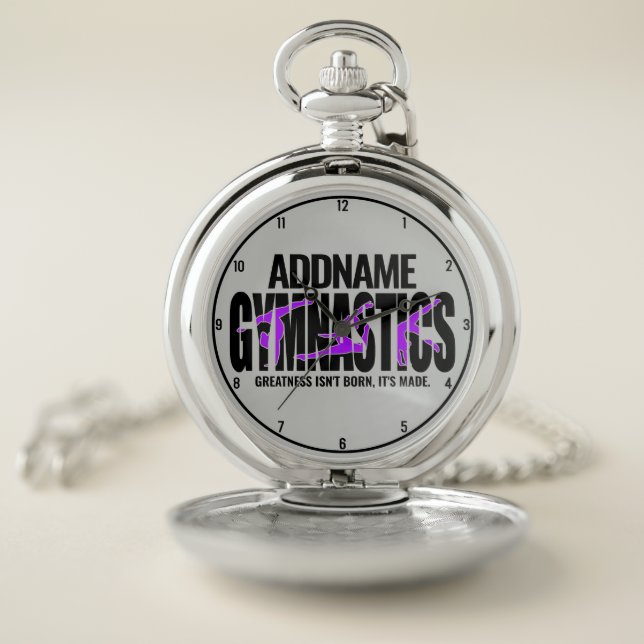 Gymnastics NAME Acrobatic Team Handspring Gymnast Pocket Watch (Inside)