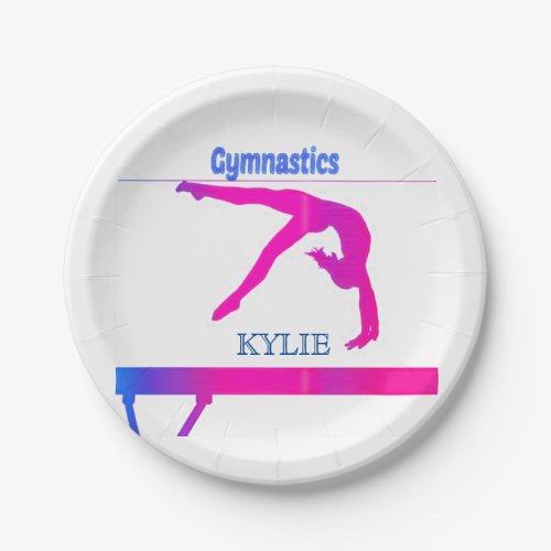 Gymnastics paper plates with personalized name