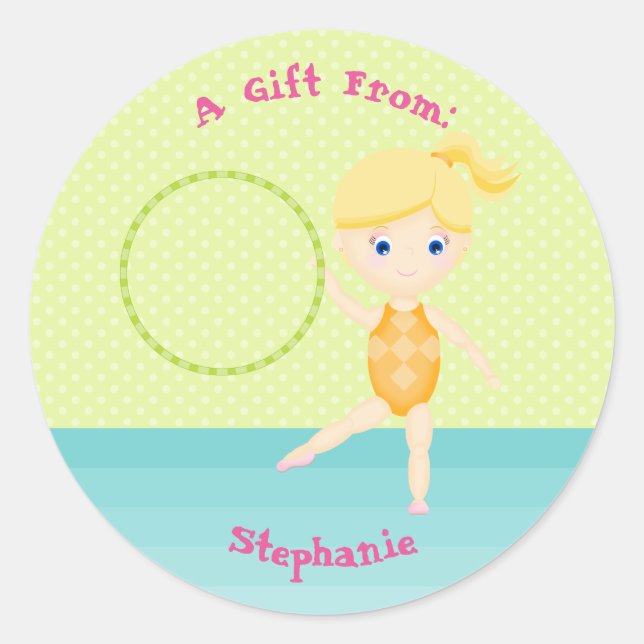 Gymnastics Party Classic Round Sticker (Front)