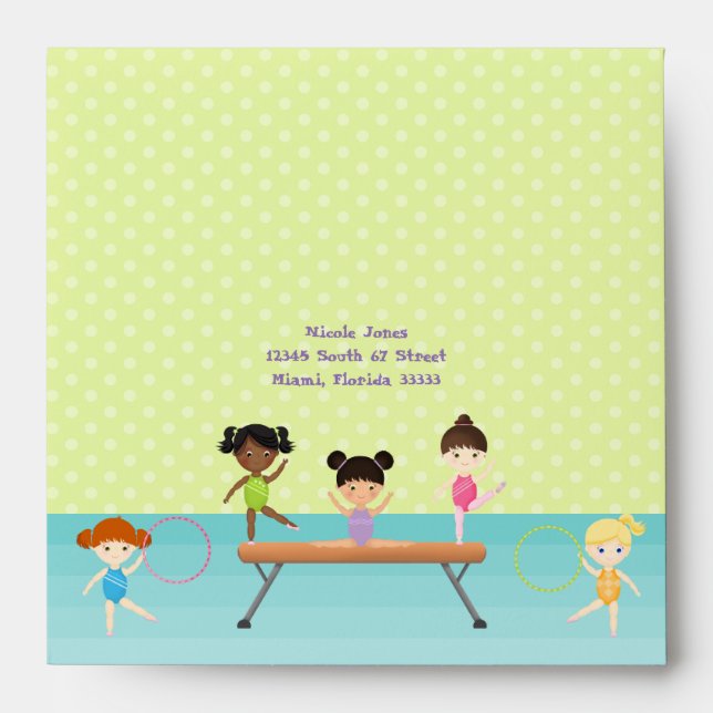 Gymnastics Party Envelope (Front)