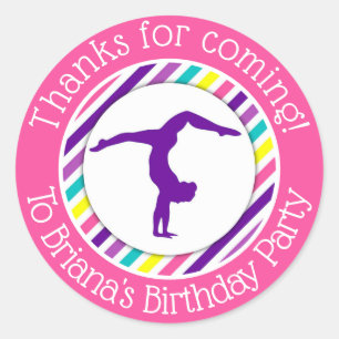 Gymnastics Party Favor Sticker for a Girl