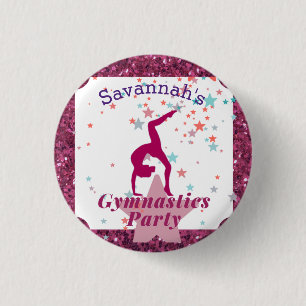Gymnastics Party Glitter & Stars    Button