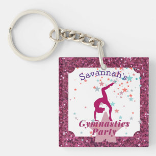 Gymnastics Party Glitter & Stars Keychain